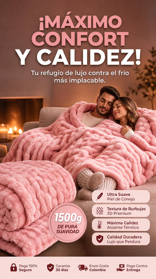 COBIJA BURBUJA PIEL DE CONEJO-1500 Gramos